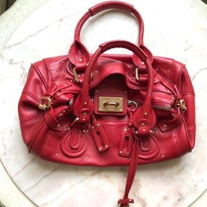 Chloe red leather paddington satchel bag